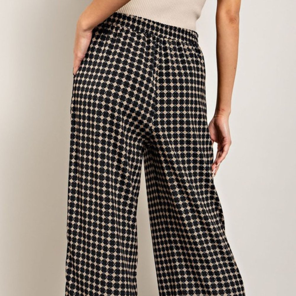 Black Retro Print Trousers - Picture 3 of 4